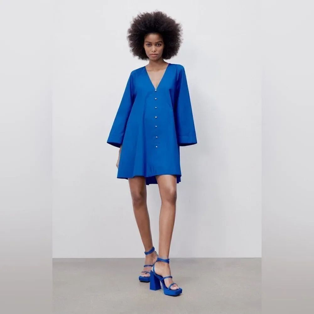 ZARA VOLUMINOUS MINI DRESS - Picture 3 of 9